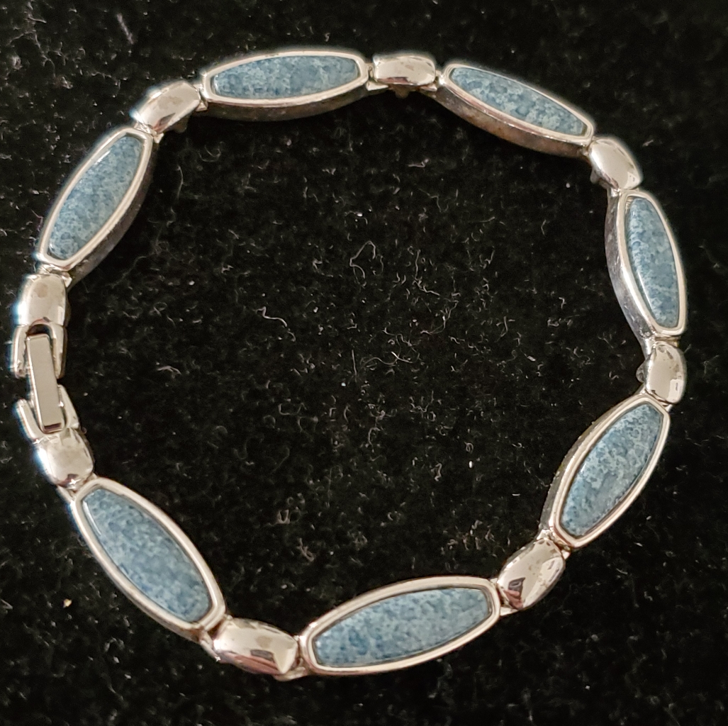 Silvertone Bracelet With Blue Stones